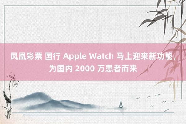 凤凰彩票 国行 Apple Watch 马上迎来新功能，为国内 2000 万患者而来