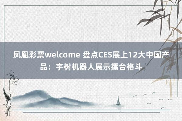 凤凰彩票welcome 盘点CES展上12大中国产品：宇树机器人展示擂台格斗