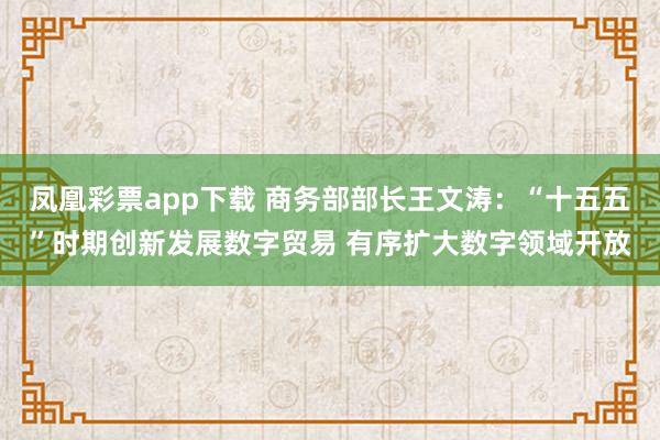 凤凰彩票app下载 商务部部长王文涛：“十五五”时期创新发展数字贸易 有序扩大数字领域开放
