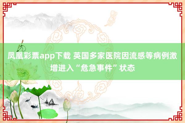 凤凰彩票app下载 英国多家医院因流感等病例激增进入“危急事件”状态