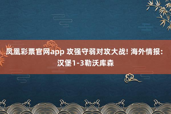 凤凰彩票官网app 攻强守弱对攻大战! 海外情报: 汉堡1-3勒沃库森