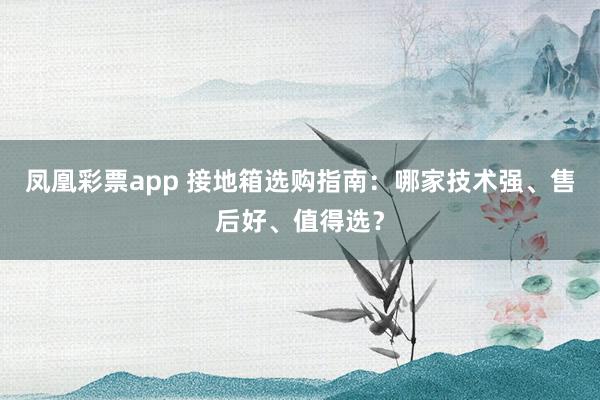 凤凰彩票app 接地箱选购指南：哪家技术强、售后好、值得选？