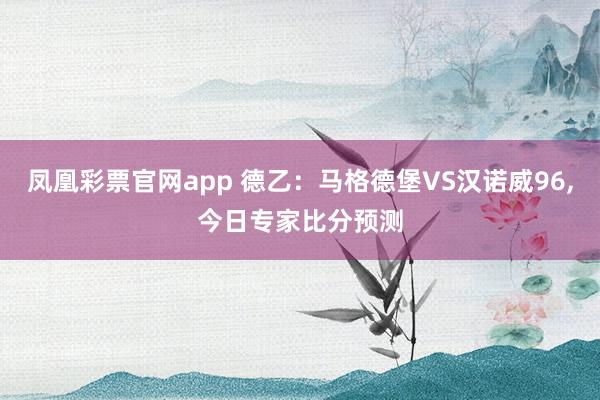 凤凰彩票官网app 德乙：马格德堡VS汉诺威96，今日专家比分预测