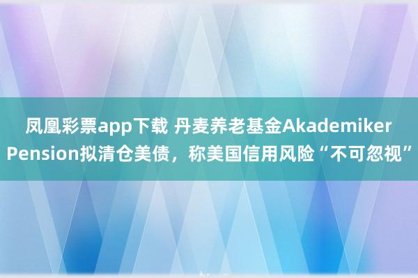 凤凰彩票app下载 丹麦养老基金AkademikerPension拟清仓美债，称美国信用风险“不可忽视”