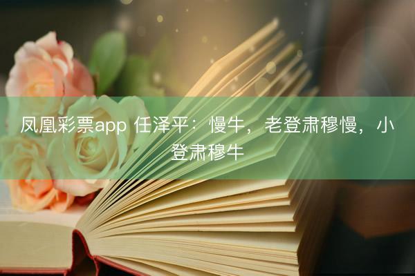 凤凰彩票app 任泽平:慢牛,老登肃穆慢,小登肃穆牛
