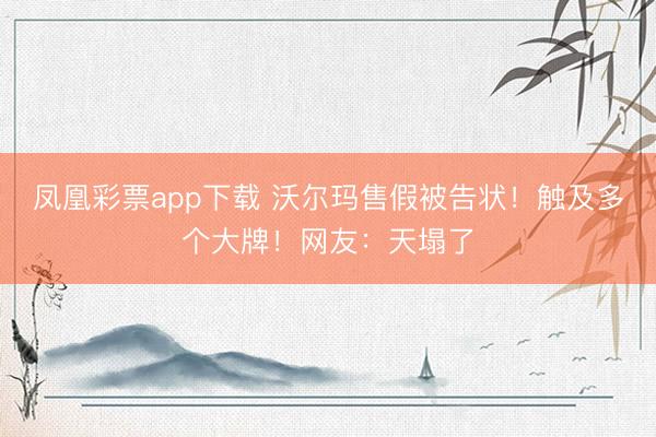 凤凰彩票app下载 沃尔玛售假被告状！触及多个大牌！网友：天塌了