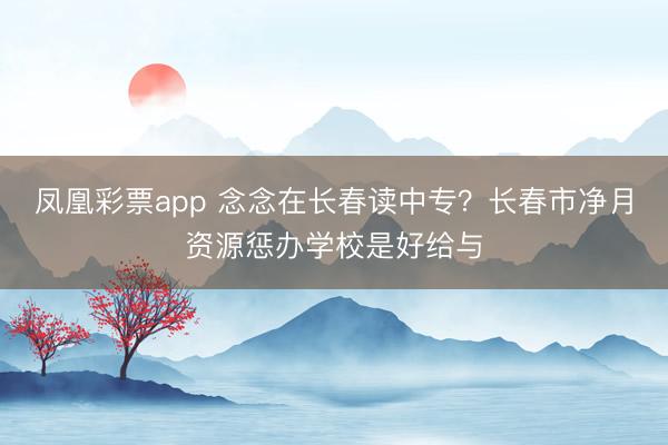 凤凰彩票app 念念在长春读中专？长春市净月资源惩办学校是好给与