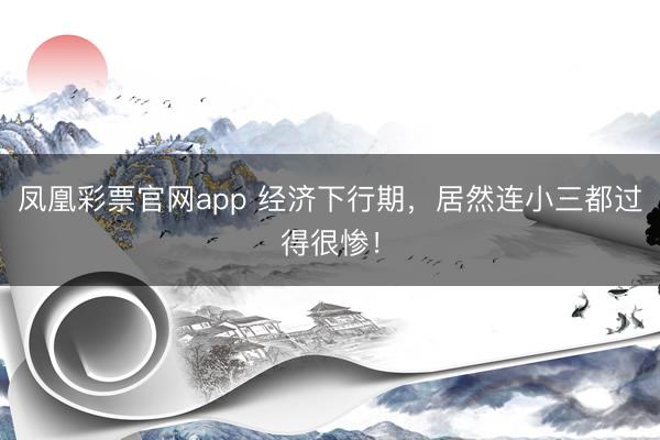 凤凰彩票官网app 经济下行期,居然连小三都过得很惨!